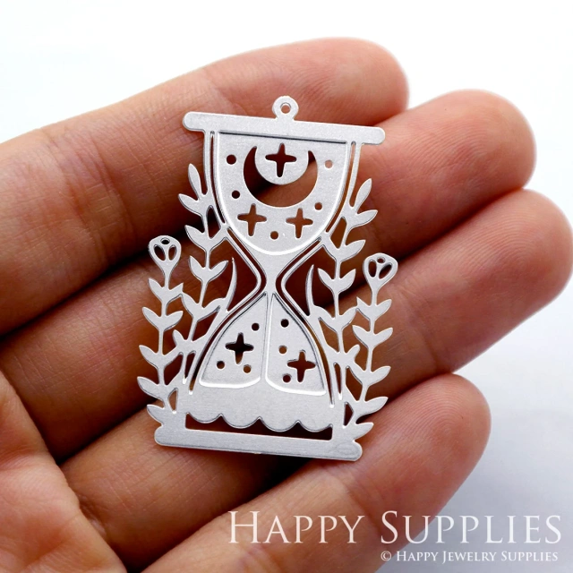 Corroded Stainless Steel Jewelry Charms, Hourglass Corroded Stainless Steel Earring Charms, Corroded Stainless Steel Silver Jewelry Pendants, Corroded Stainless Steel Silver Jewelry Findings, Corroded Stainless Steel Pendants Jewelry Wholesale (SSB259)