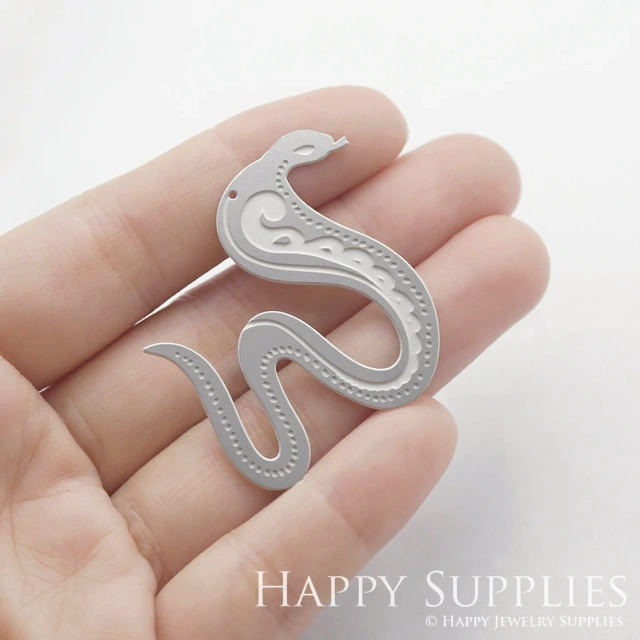 Corroded Stainless Steel Jewelry Charms, Snake Corroded Stainless Steel Earring Charms, Corroded Stainless Steel Silver Jewelry Pendants, Corroded Stainless Steel Silver Jewelry Findings, Corroded Stainless Steel Pendants Jewelry Wholesale (SSB51)