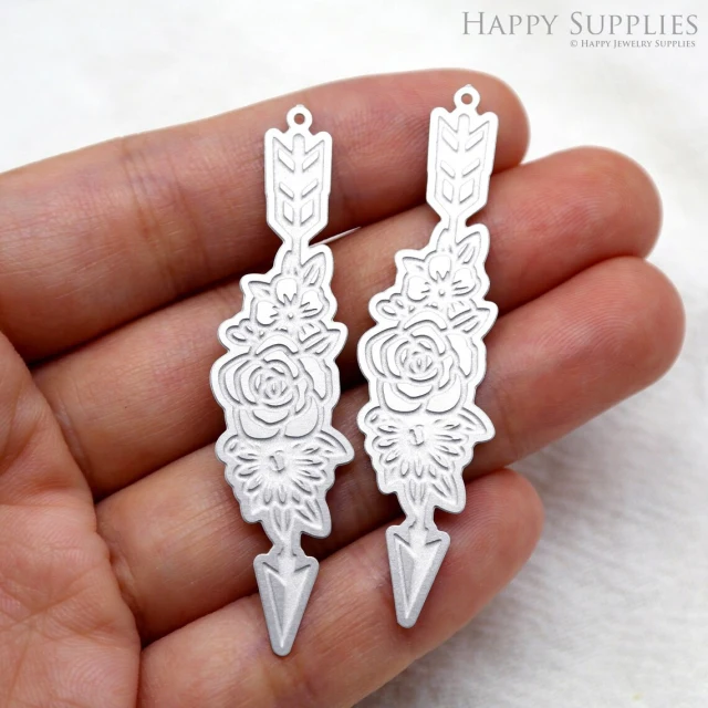 Corroded Stainless Steel Jewelry Charms, Arrow Corroded Stainless Steel Earring Charms, Corroded Stainless Steel Silver Jewelry Pendants, Corroded Stainless Steel Silver Jewelry Findings, Corroded Stainless Steel Pendants Jewelry Wholesale (SSB590)
