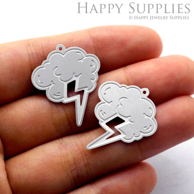 Corroded Stainless Steel Jewelry Charms, Lightning Corroded Stainless Steel Earring Charms, Corroded Stainless Steel Silver Jewelry Pendants, Corroded Stainless Steel Silver Jewelry Findings, Corroded Stainless Steel Pendants Jewelry Wholesale (SSB206)