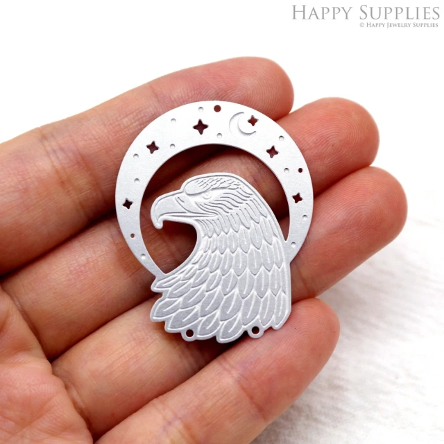 Corroded Stainless Steel Jewelry Charms, Eagle Corroded Stainless Steel Earring Charms, Corroded Stainless Steel Silver Jewelry Pendants, Corroded Stainless Steel Silver Jewelry Findings, Corroded Stainless Steel Pendants Jewelry Wholesale (SSB582)