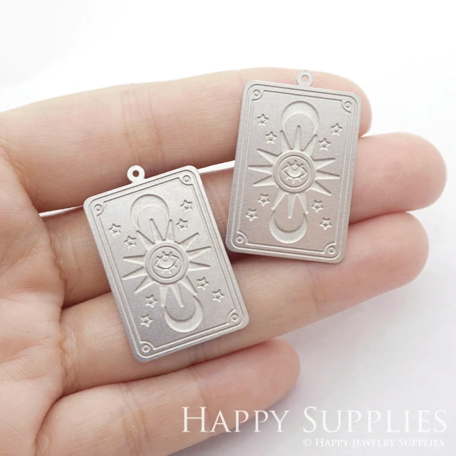 Corroded Stainless Steel Jewelry Charms, Tarot Corroded Stainless Steel Earring Charms, Corroded Stainless Steel Silver Jewelry Pendants, Corroded Stainless Steel Silver Jewelry Findings, Corroded Stainless Steel Pendants Jewelry Wholesale (SSB55)