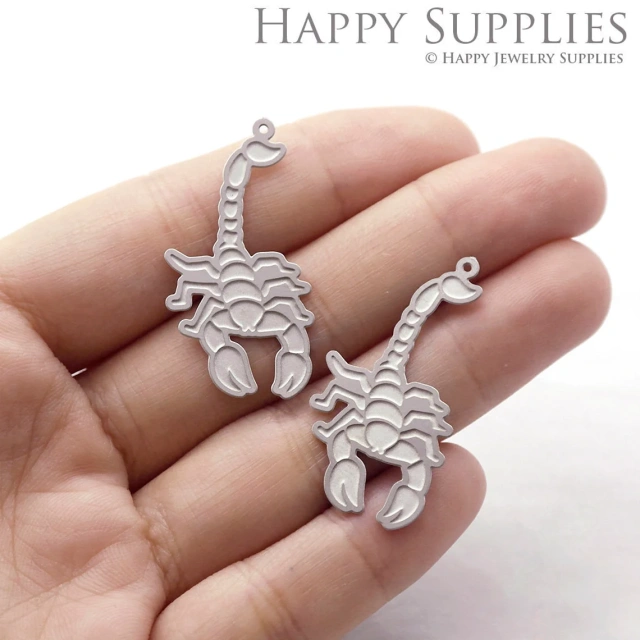 Corroded Stainless Steel Jewelry Charms, Scorpion Corroded Stainless Steel Earring Charms, Corroded Stainless Steel Silver Jewelry Pendants, Corroded Stainless Steel Silver Jewelry Findings, Corroded Stainless Steel Pendants Jewelry Wholesale (SSB151)