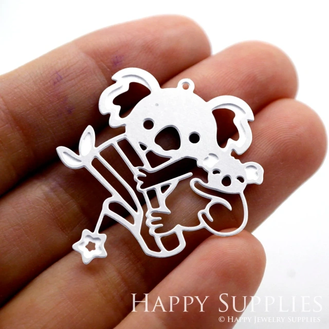 Corroded Stainless Steel Jewelry Charms, Koala Corroded Stainless Steel Earring Charms, Corroded Stainless Steel Silver Jewelry Pendants, Corroded Stainless Steel Silver Jewelry Findings, Corroded Stainless Steel Pendants Jewelry Wholesale (SSB462)