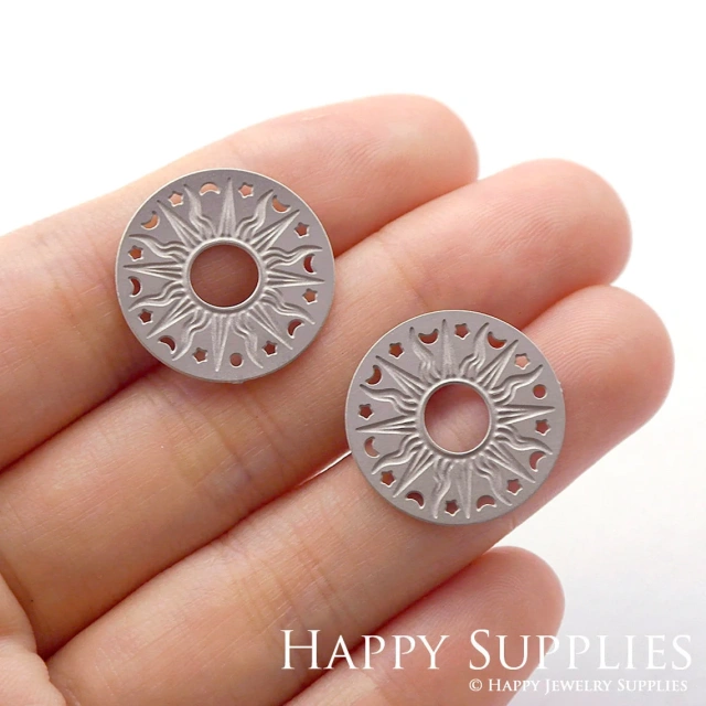 Corroded Stainless Steel Jewelry Charms, Sun Corroded Stainless Steel Earring Charms, Corroded Stainless Steel Silver Jewelry Pendants, Corroded Stainless Steel Silver Jewelry Findings, Corroded Stainless Steel Pendants Jewelry Wholesale (SSB162)