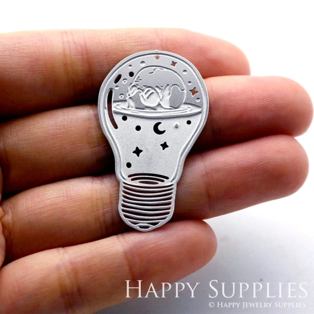 Corroded Stainless Steel Jewelry Charms, Light bulb Corroded Stainless Steel Earring Charms, Corroded Stainless Steel Silver Jewelry Pendants, Corroded Stainless Steel Silver Jewelry Findings, Corroded Stainless Steel Pendants Jewelry Wholesale (SSB258)