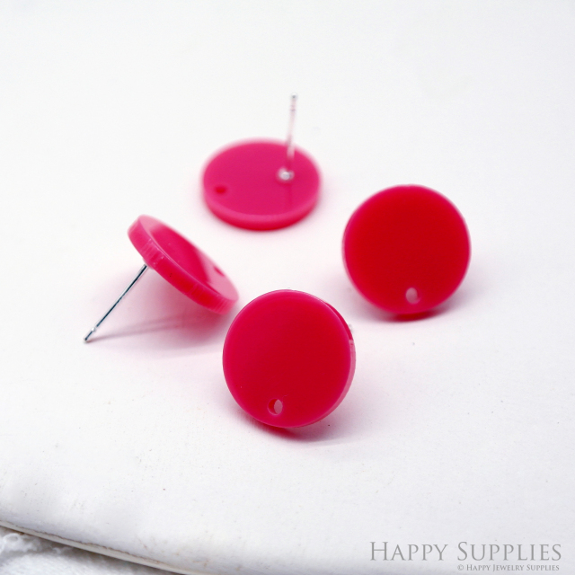 Acrylic Earrings, Circle Stud Earrings, Round Earrings with connector hole, Stainless Steel Earring Posts, Findings, Jewelry Supplies(AHE07)