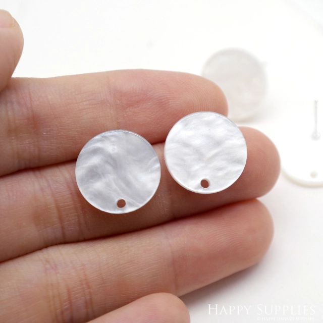 Acrylic Earrings, Circle Stud Earrings, Round Earrings with connector hole, Stainless Steel Earring Posts, Findings, Jewelry Supplies(AHE16)