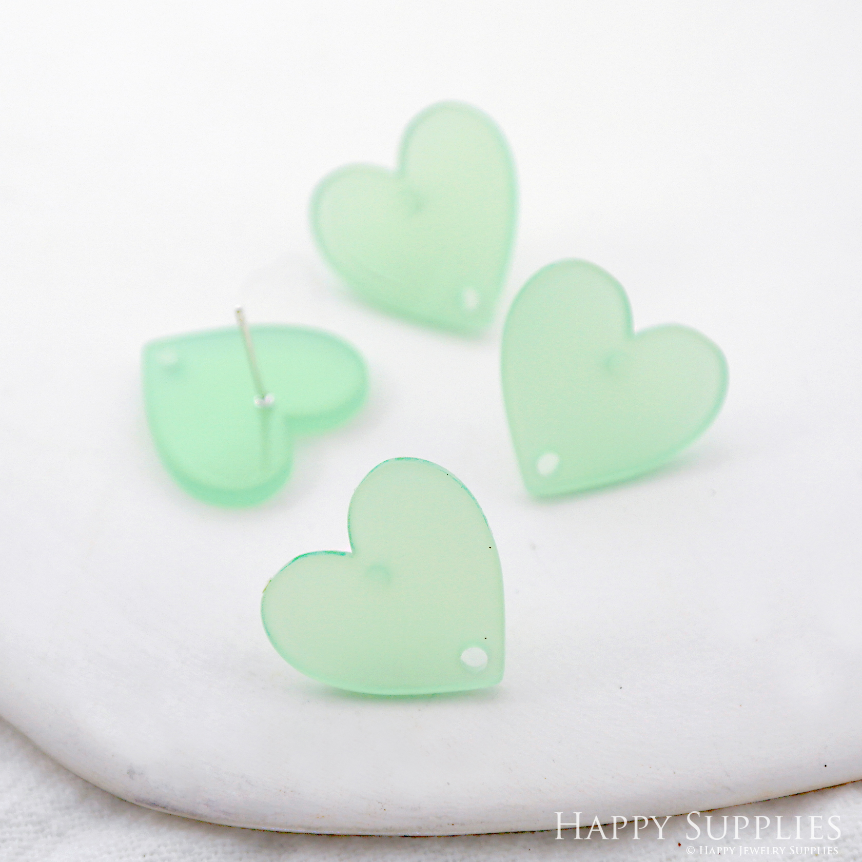 Acrylic Earrings, Heart Stud Earrings, Love Earrings with connector hole, Stainless Steel Earring Posts, Findings, Jewelry Supplies(AHE25)