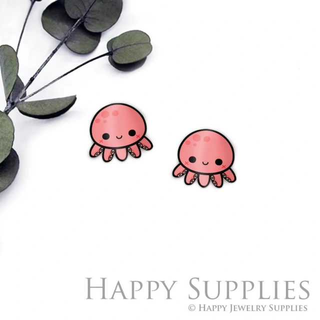 Acrylic Resin Charm, Octopus Acrylic Earrings Charms ,Resin Stud Earrings Charm ,Acrylic Jewelry Findings ,Resin Earrings Supply (AR535)