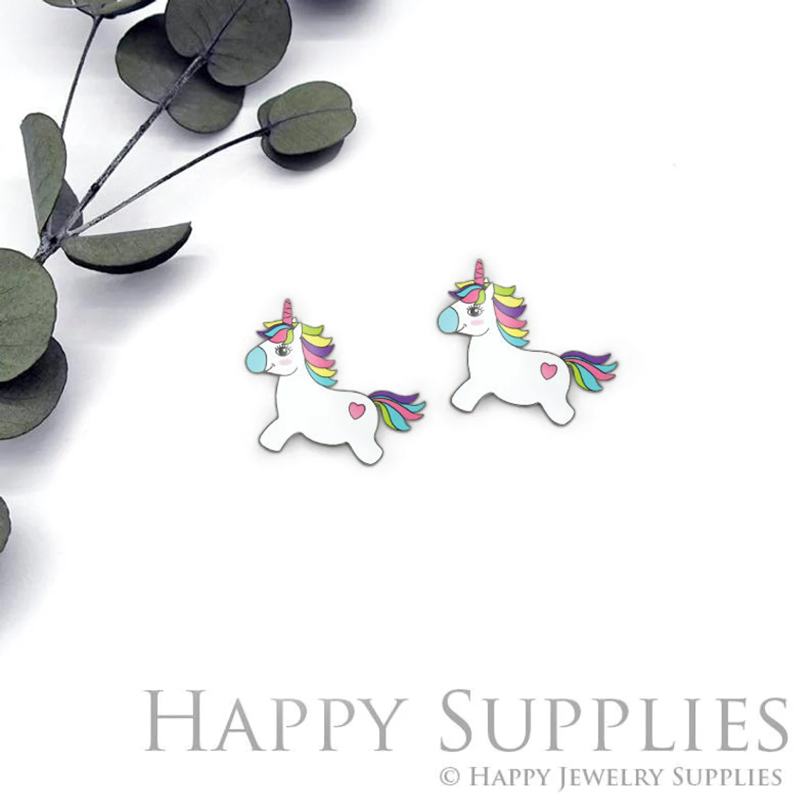 4pcs (2 Pair) Laser Cut Mini Acrylic Resin Unicorns Laser Cut Jewelry Pendant / Charm, Fit For Earring, Ring (AR346)