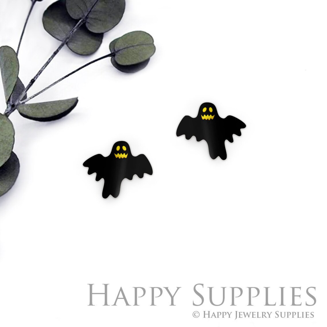 4pcs (2 Pair) Laser Cut Mini Acrylic Resin Ghost Laser Cut Jewelry Pendant / Charm, Fit For Earring, Ring (AR486)