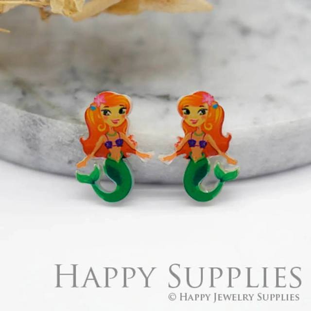 Acrylic Resin Charm , Mermaid Acrylic Earrings Charms ,Resin Stud Earrings Charm ,Acrylic Jewelry Findings ,Resin Earrings Supply (AR015)