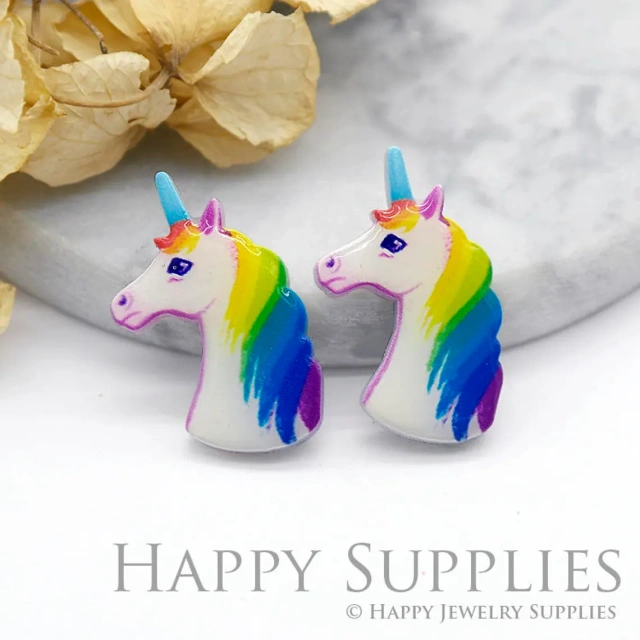 Acrylic Resin Charm , Unicorn Acrylic Earrings Charms ,Resin Stud Earrings Charm ,Acrylic Jewelry Findings ,Resin Earrings Supply (AR125)