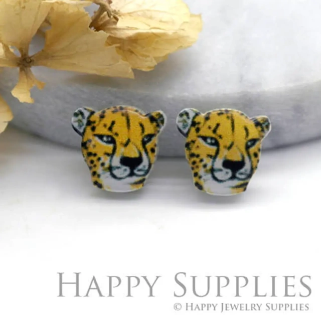 4pcs (2 Pairs) Laser Cut Mini Acrylic Resin Tiger Laser Cut Jewelry Pendant / Charm, Fit For Earring, Ring (AR163)
