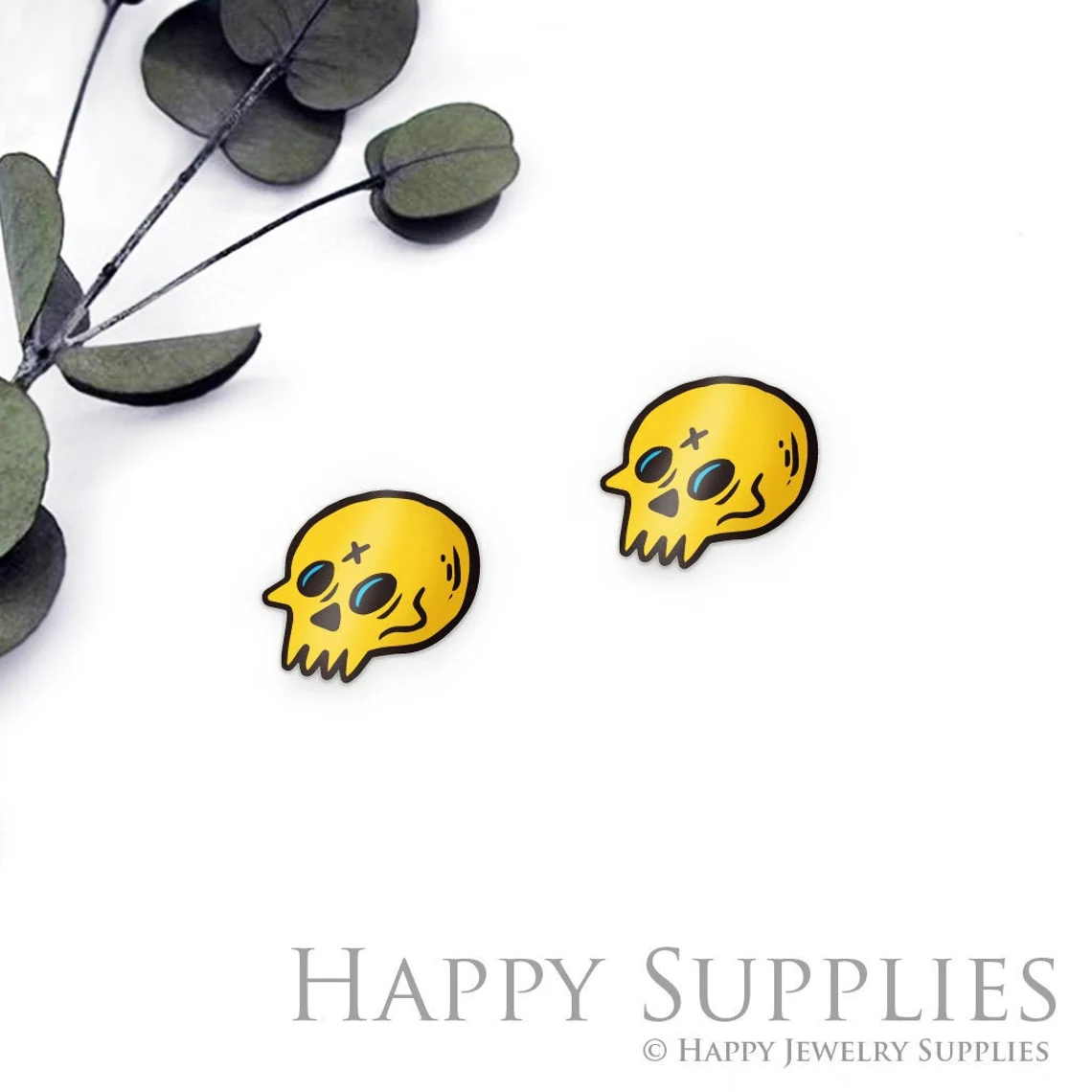 4pcs (2 Pair) Laser Cut Mini Acrylic Resin Skull Laser Cut Jewelry Pendant / Charm, Fit For Earring, Ring (AR481)