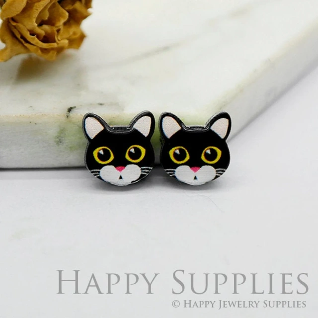 Acrylic Resin Charm , Cat Acrylic Earrings Charms ,Resin Stud Earrings Charm ,Acrylic Jewelry Findings ,Resin Earrings Supply (AR255)