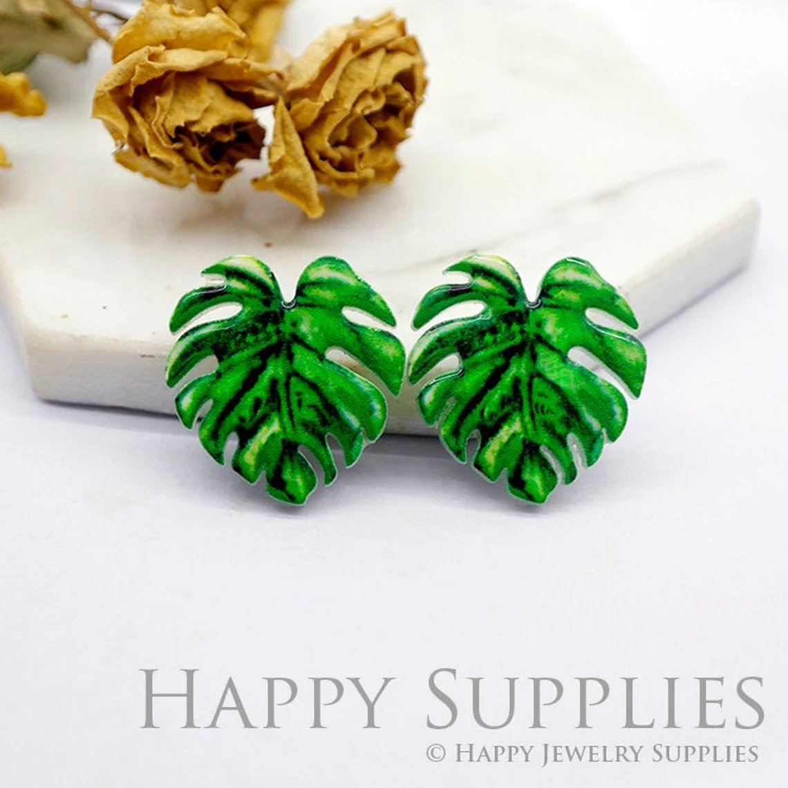 Acrylic Resin Charms,Monstera Leaf Acrylic Earrings Charms ,Resin Stud Earrings Charm,Acrylic Jewelry Findings,Resin Earrings Supply (AR210)