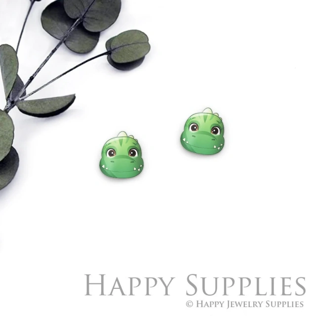 4pcs (2 Pairs) Laser Cut Mini Acrylic Resin Dinosaurs Laser Cut Jewelry Pendant / Charm, Fit For Earring, Ring (AR682)