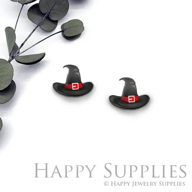 4pcs (2 Pair) Laser Cut Mini Acrylic Resin Magic Cap Laser Cut Jewelry Pendant / Charm, Fit For Earring, Ring (AR280)