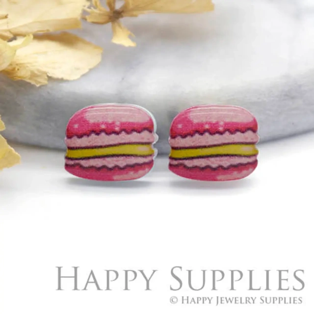 pcs (2 Pairs) Laser Cut Mini Acrylic Resin Hamburger Laser Cut Jewelry Pendant / Charm, Fit For Earring, Ring (AR158)