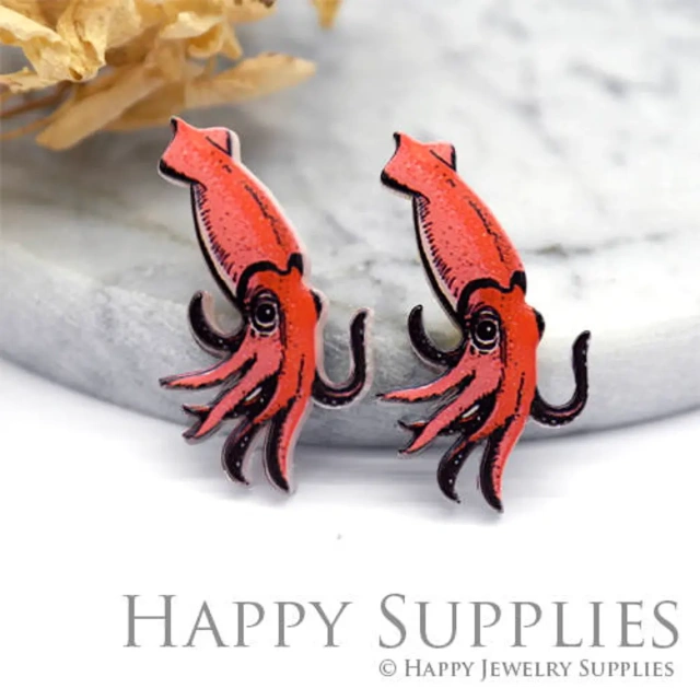 Acrylic Resin Charm , Octopus Acrylic Earrings Charms ,Resin Stud Earrings Charm ,Acrylic Jewelry Findings ,Resin Earrings Supply (AR010)