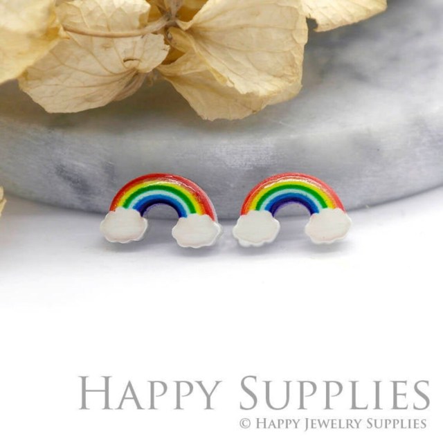 Acrylic Resin Charm , Rainbow Acrylic Earrings Charms ,Resin Stud Earrings Charm ,Acrylic Jewelry Findings ,Resin Earrings Supply (AR121)