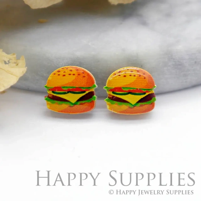 Acrylic Resin Charm , Hamburger Acrylic Earrings Charms ,Resin Stud Earrings Charm ,Acrylic Jewelry Findings ,Resin Earrings Supply (AR080)