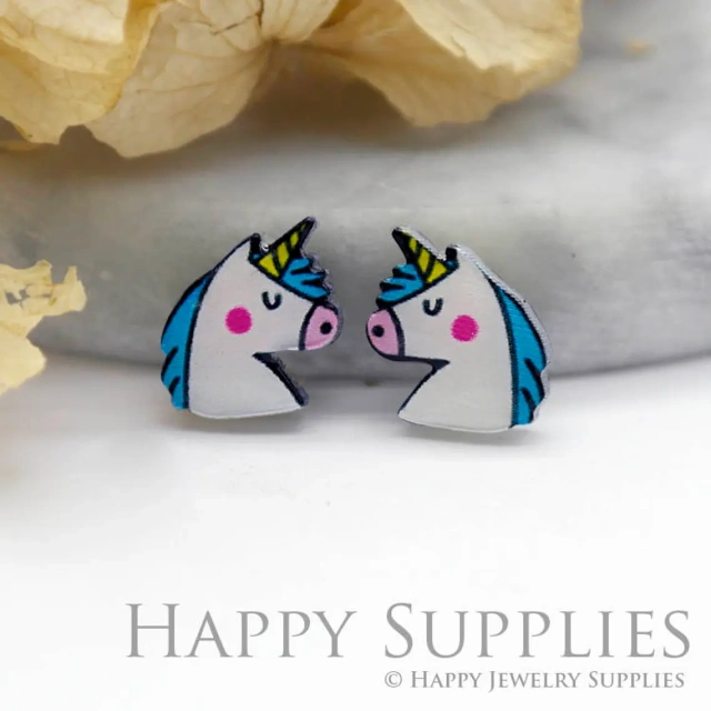 4pcs Acrylic Resin Charm Unicorn Acrylic Earrings Charms ,Resin Stud Earrings Charm ,Acrylic Jewelry Findings ,Resin Earrings Supply (AR060)