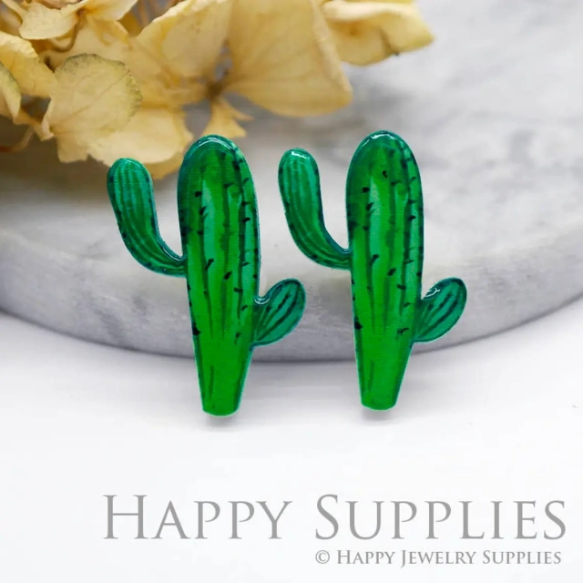 Acrylic Earrings Charms , Cactus Acrylic Resin Charms , Resin Earrings Charm ,Acrylic Jewelry Findings ,Acrylic Earrings Supply (AR111)