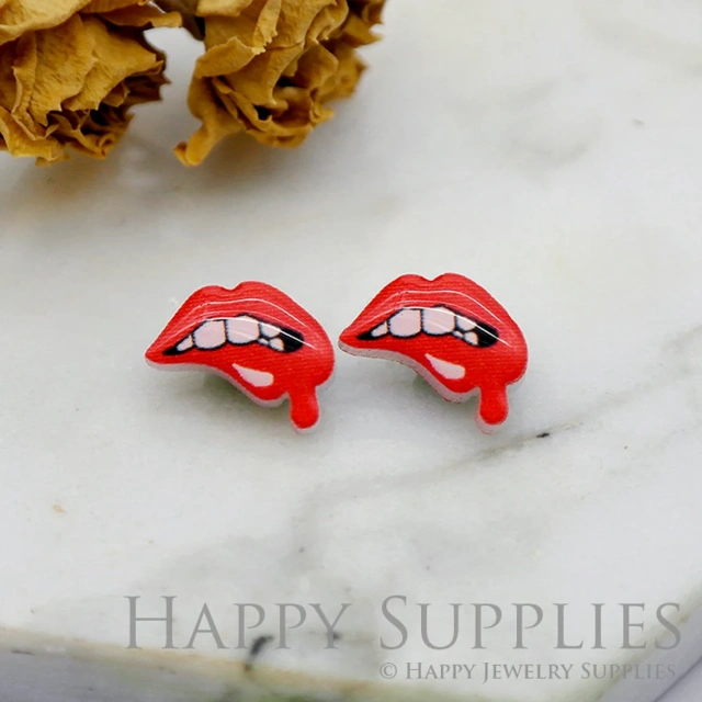 4pcs Acrylic Earrings Charms , Lips Acrylic Resin Charms , Resin Earrings Charm ,Acrylic Jewelry Findings ,Acrylic Earrings Supply (AR267)