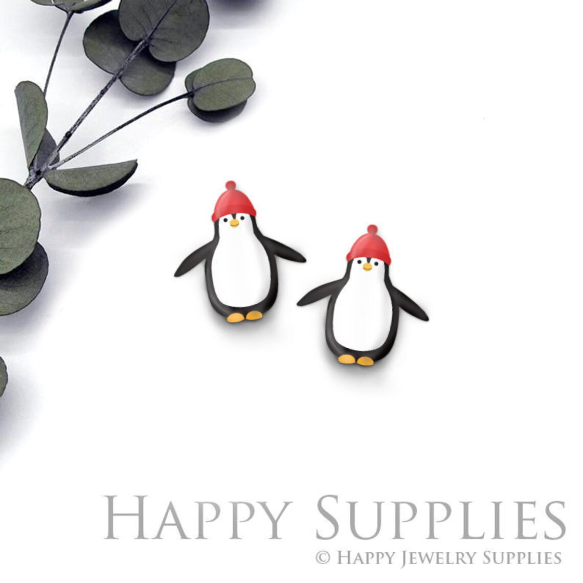 4pcs (2 Pair) Laser Cut Mini Acrylic Resin Penguin Laser Cut Jewelry Pendant / Charm, Fit For Earring, Ring (AR289)