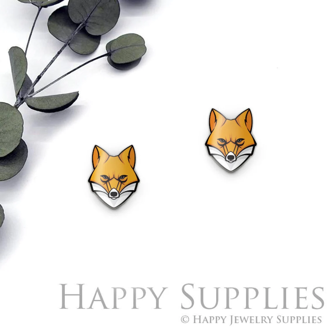 4pcs (2 Pair) Laser Cut Mini Acrylic Resin Fox Laser Cut Jewelry Pendant / Charm, Fit For Earring, Ring (AR407)