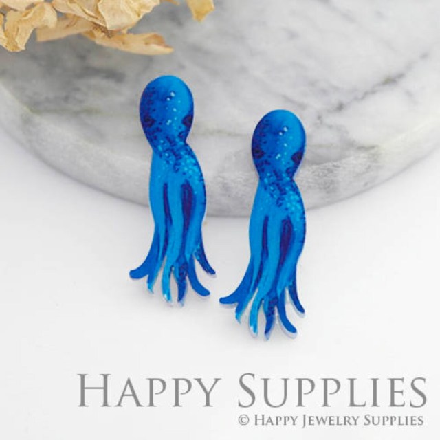 4pcs Acrylic Earrings Charms , Octopus Acrylic Resin Charms , Resin Earrings Charm ,Acrylic Jewelry Findings,Acrylic Earrings Supply (AR012)