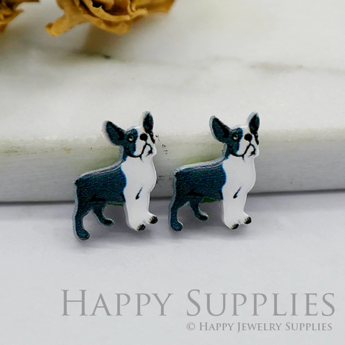 4pcs (2 Pairs) Laser Cut Mini Acrylic Resin Dog Laser Cut Jewelry Pendant / Charm, Fit For Earring, Ring (AR316)