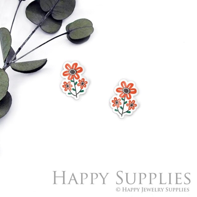 Acrylic Resin Charm, Flower Acrylic Earrings Charms ,Resin Stud Earrings Charm ,Acrylic Jewelry Findings ,Resin Earrings Supply (AR626)