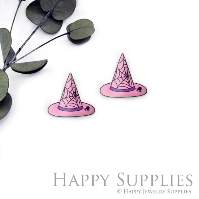 4pcs (2 Pairs) Laser Cut Mini Acrylic Resin Hat Laser Cut Jewelry Pendant / Charm, Fit For Earring, Hat Ring (AR562)