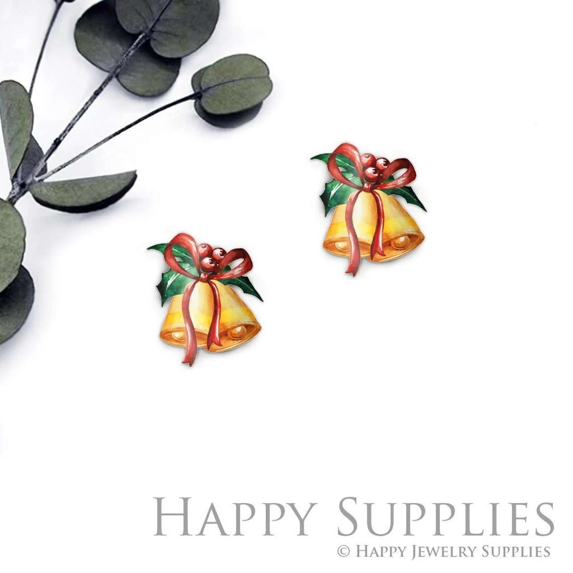 4pcs (2 Pairs) Laser Cut Mini Acrylic Resin Bell Laser Cut Jewelry Pendant / Charm, Fit For Earring, Hat Ring (AR584)