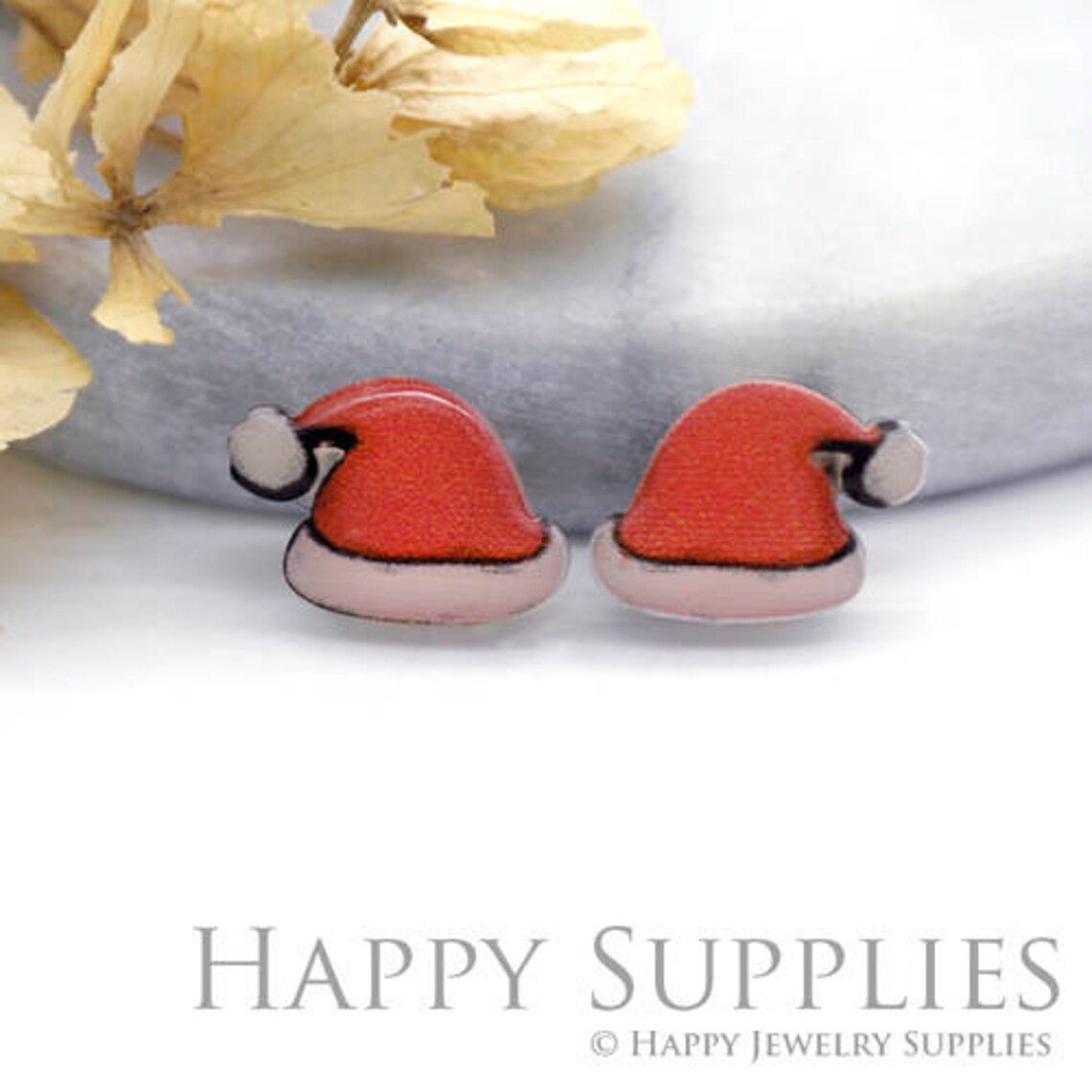 4pcs (2 Pairs) Laser Cut Mini Acrylic Resin Christmas Hat Laser Cut Jewelry Pendant / Charm, Fit For Earring, Ring (AR185)