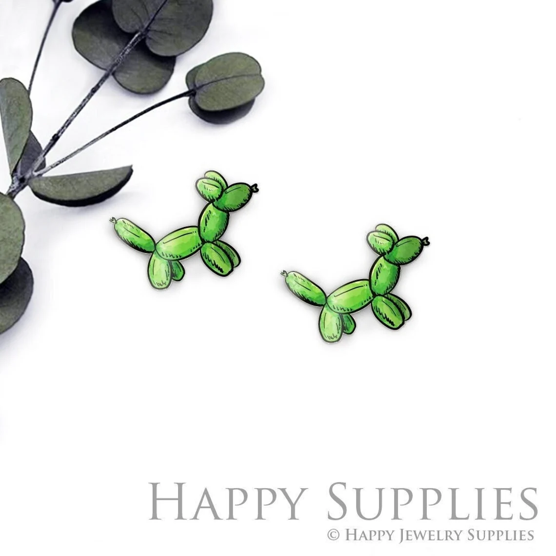 4pcs (2 Pairs) Laser Cut Mini Acrylic Resin Dog Laser Cut Jewelry Pendant / Charm, Fit For Earring, Hat Ring (AR589)