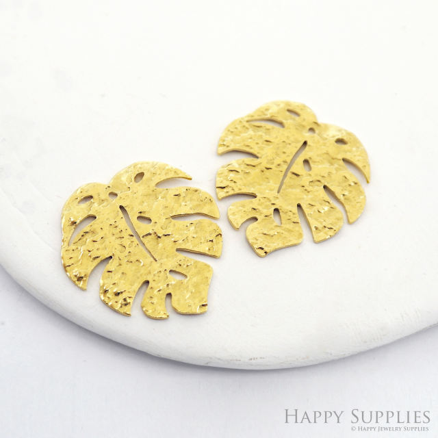 Brass Findings, Monstera Leaf Earrings Findings,Earrings Charm, Monstera Leaf Pendant, Jewellery Supplies, Brass Charms (NZG348)