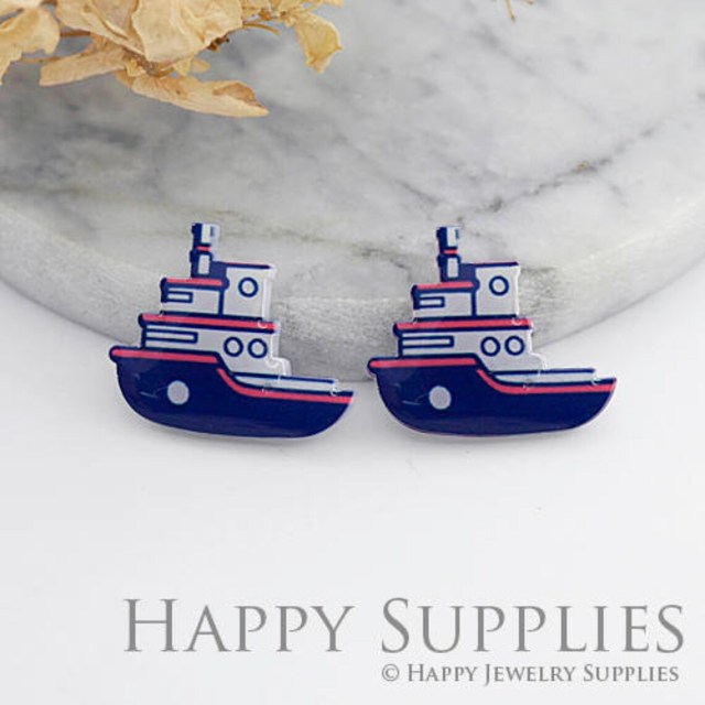 Ship Acrylic Resin Charm ,Acrylic Earrings Charms ,Resin Stud Earrings Charm ,Acrylic Jewelry Findings ,Resin Earrings Supply (AR014)