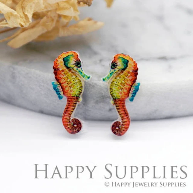 Acrylic Earrings Charms ,Hippocampus Acrylic Resin Charms , Resin Earrings Charm ,Acrylic Jewelry Findings ,Acrylic Earrings Supply (AR044)