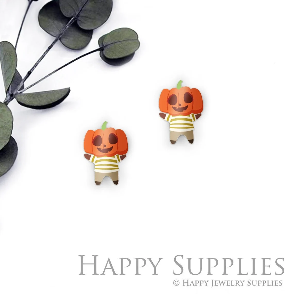4pcs (2 Pair) Laser Cut Mini Acrylic Resin Pumpkin Laser Cut Jewelry Pendant / Charm, Fit For Earring,Pumpkin Ring (AR567)