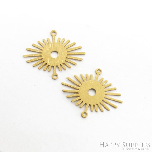 Brass Sun Charms - Textured Sun Shaped Raw Brass Pendant - Earring Findings - Jewellery Supplies - 20.5x24x0.6mm (NZG356)