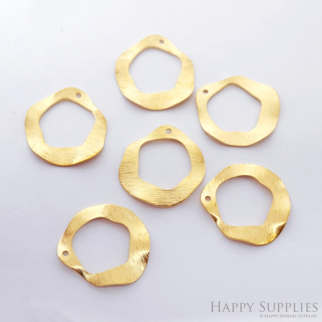 Brass Textured Round Earring Charms - Raw Brass Circle Pendant - Earring Findings - Jewelry Making Supplies- (NZG357)