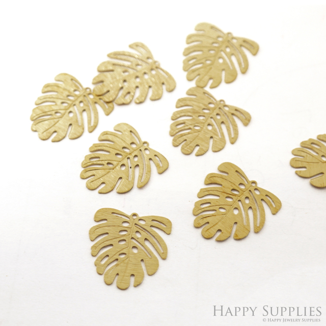 Brass Findings, Monstera Leaf Earrings Findings,Earrings Charm, Monstera Leaf Pendant, Jewellery Supplies, Brass Charms (NZG346)