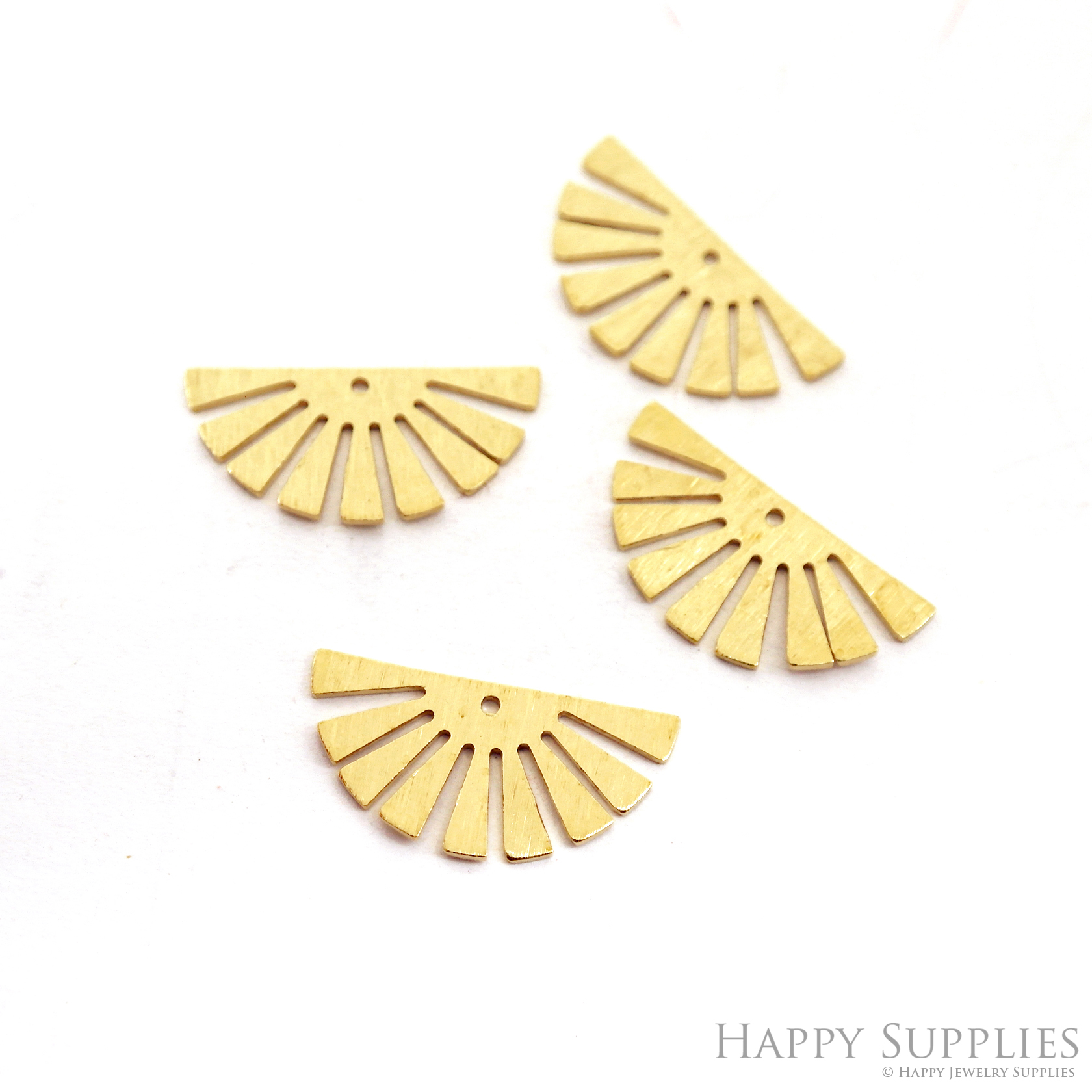 Brass Textured Semicircle Earring Connector - Raw Brass Sector Earring Charms - 1 Holes - Jewelry Making Supplies (NZG351)
