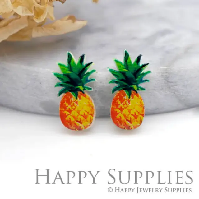 Acrylic Resin Charm , Pineapple Acrylic Earrings Charms ,Resin Stud Earrings Charm ,Acrylic Jewelry Findings ,Resin Earrings Supply (AR021)