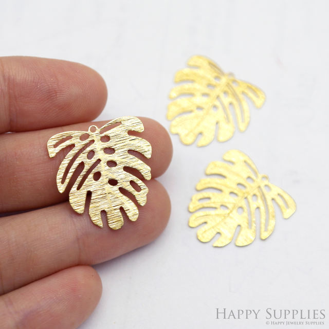 Brass Findings, Monstera Leaf Earrings Findings,Earrings Charm, Monstera Leaf Pendant, Jewellery Supplies, Brass Charms (NZG346)